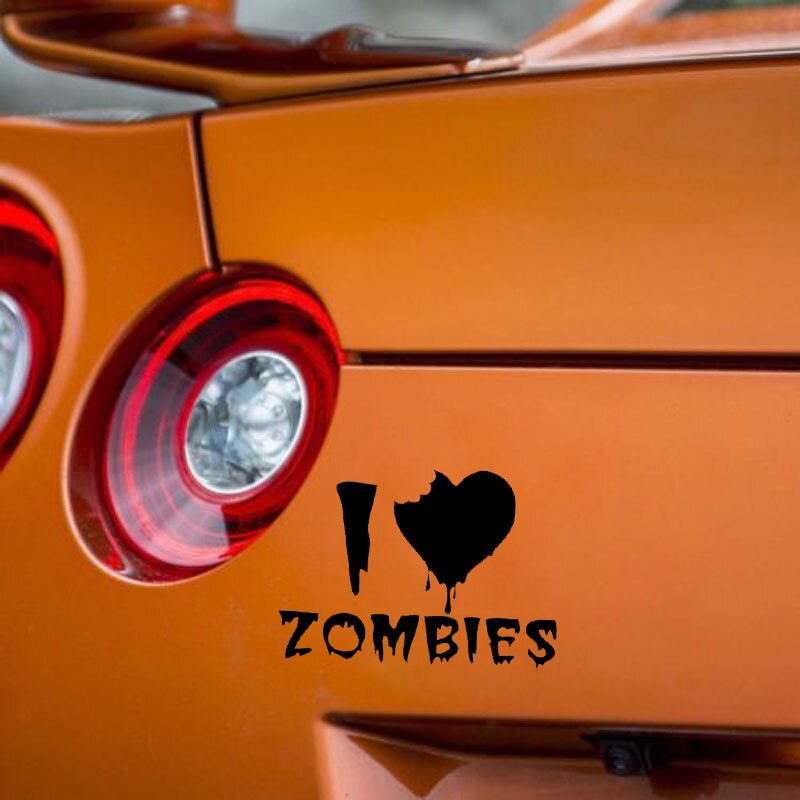 Decal dán trang trí xe hơi hoạ tiết I HEART ZOMBIES bằng chất liệu vinyl kích thước 14.2CM*10CM