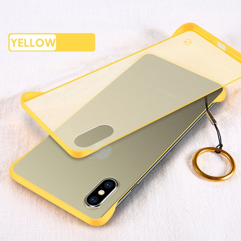 iPhone 6 6s 7 8 Plus Case Borderless Design Plastic Phone Case iPhone X XR XS Max Shockproof Back Cover With Metal Ring