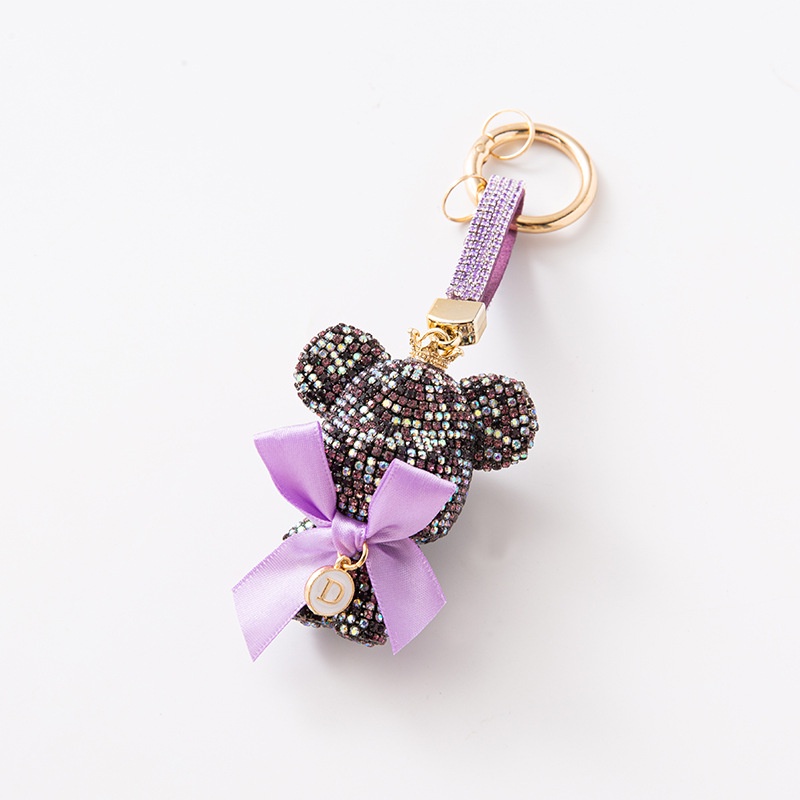 Móc Khóa Xe Hơi Hình Chú Gấu violent Đính Đá Dễ Thương Sáng Tạo