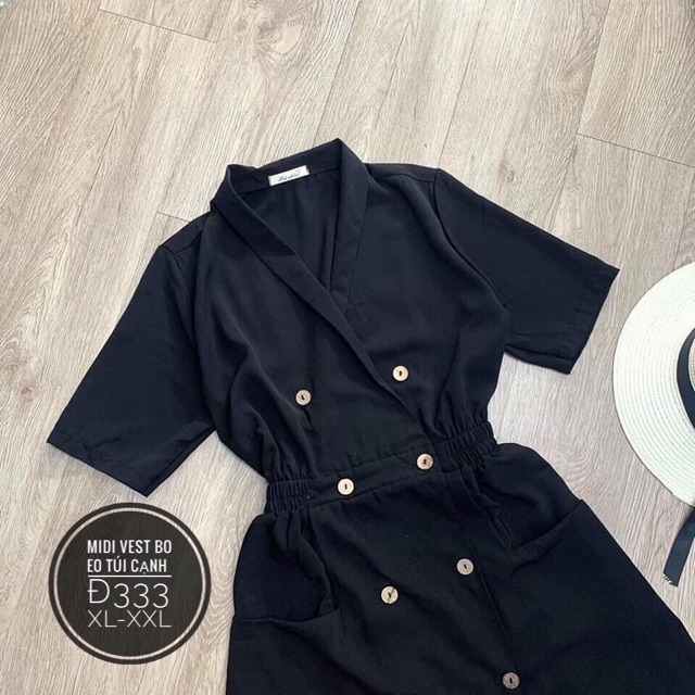 Bigsize Đầm vest nút gỗ 60-85kg