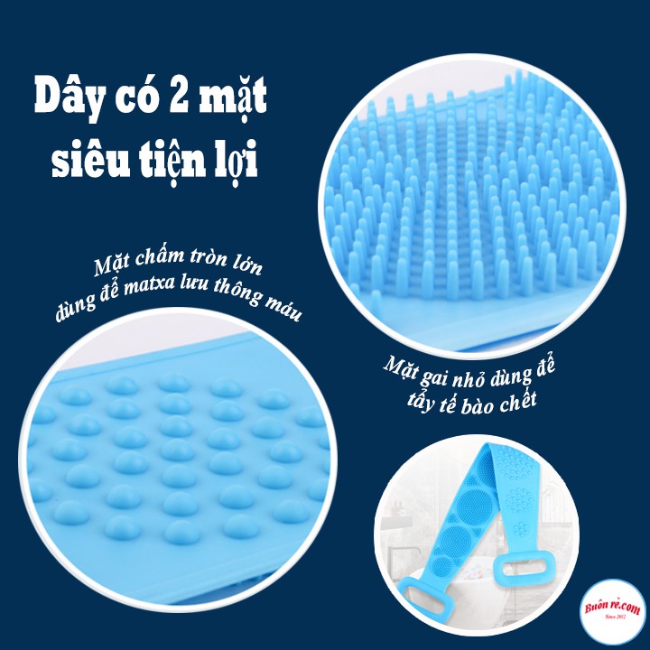 Dây Đai Chà Lưng 2 Mặt Đa Năng bằng silicone kỳ cọ massage tẩy da chết khi tắm 00267