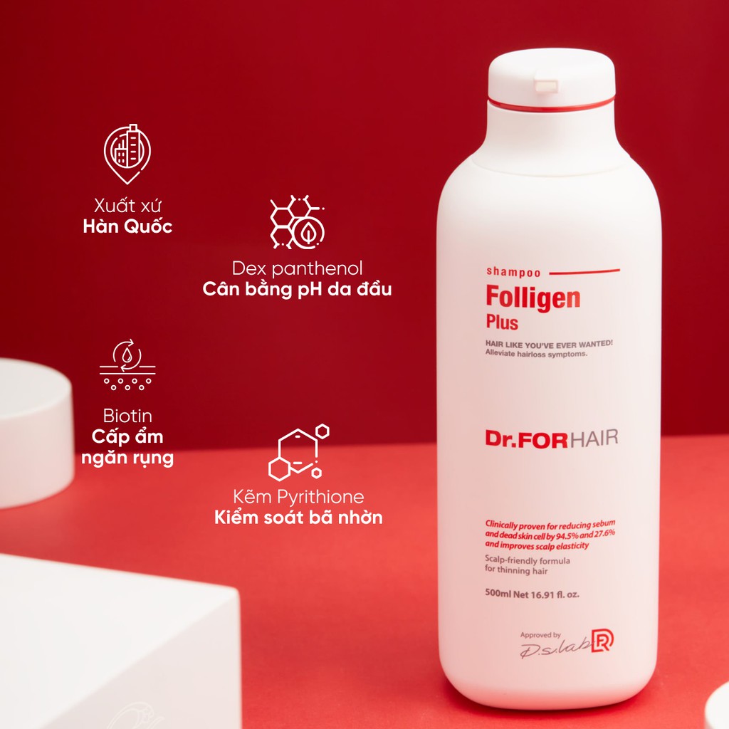 Dầu gội Dr.FORHAIR Folligen Plus giảm rụng và kích thích mọc tóc chỉ sau 1 lần gội - 30shine phân phối chính hãng