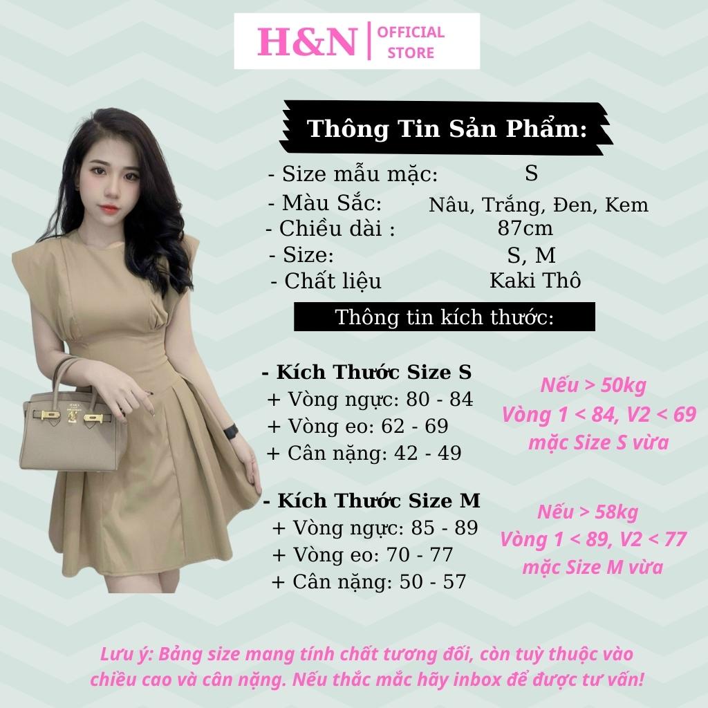 Váy nữ kaki thiết kế dự tiệc Đầm xoè cánh tiên chiết eo sang chảnh HN Clothing V56