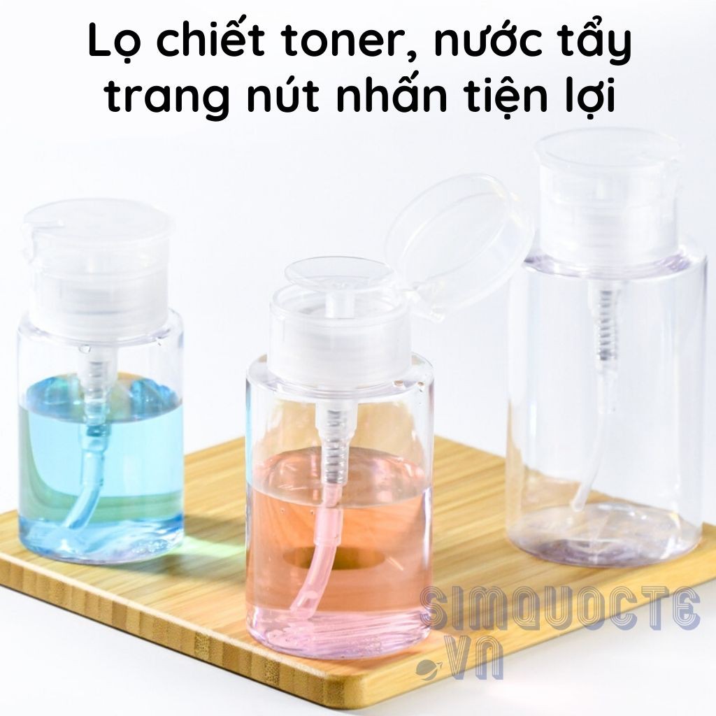 [100-200ML] Lọ chiết mỹ phẩm toner trong suốt có nút nhấn tiện lợi