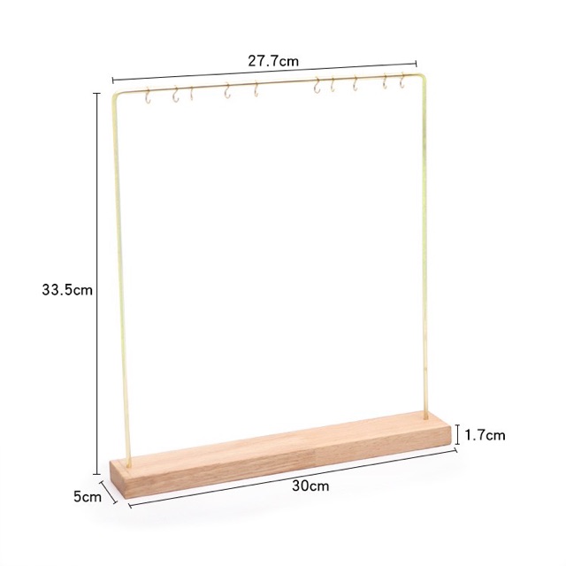 Kệ treo dây chuyền móc vàng đế gỗ sang trọng