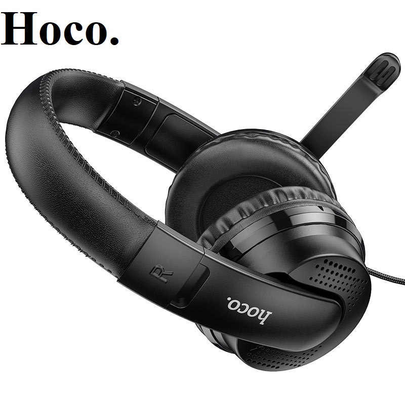 Tai nghe chụp tai Hoco chính hãng chuyên dụng có míc dành cho điện thoại và máy tính 1 cổng 3.5 có mic thoại, âm thanh