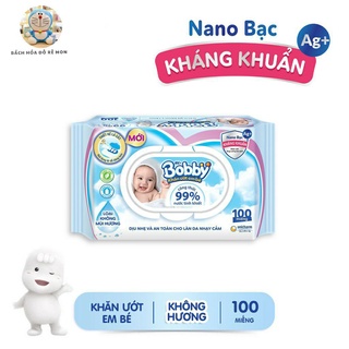 Khăn ướt em bé bobby không mùi gói 100 miếng