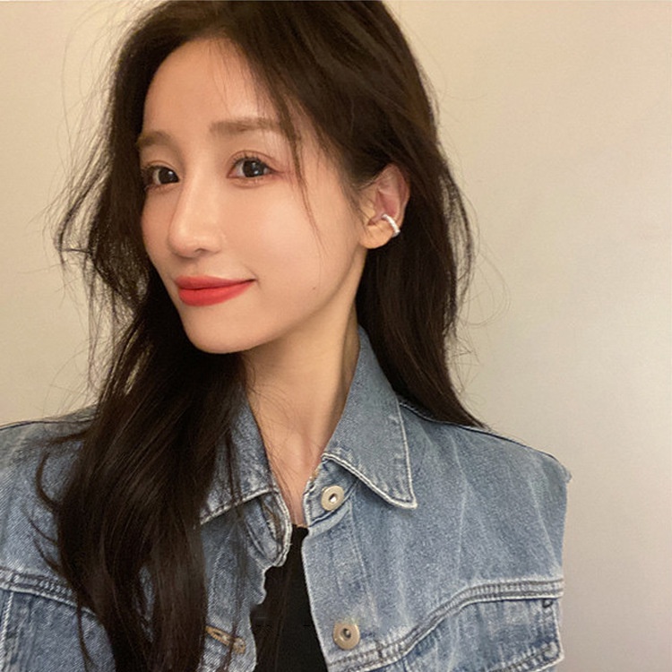 Khuyên Kẹp Tai Hình Trái Tim Đính Đá Kim Cương Giả Không Cần Bấm Lỗ Dành Cho Bạn Nữ