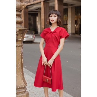 EDINI - D1211 Đầm đỏ xoắn ngực