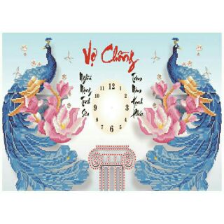 Tranh đính đá vợ chồng chim công df433 chưa đính.