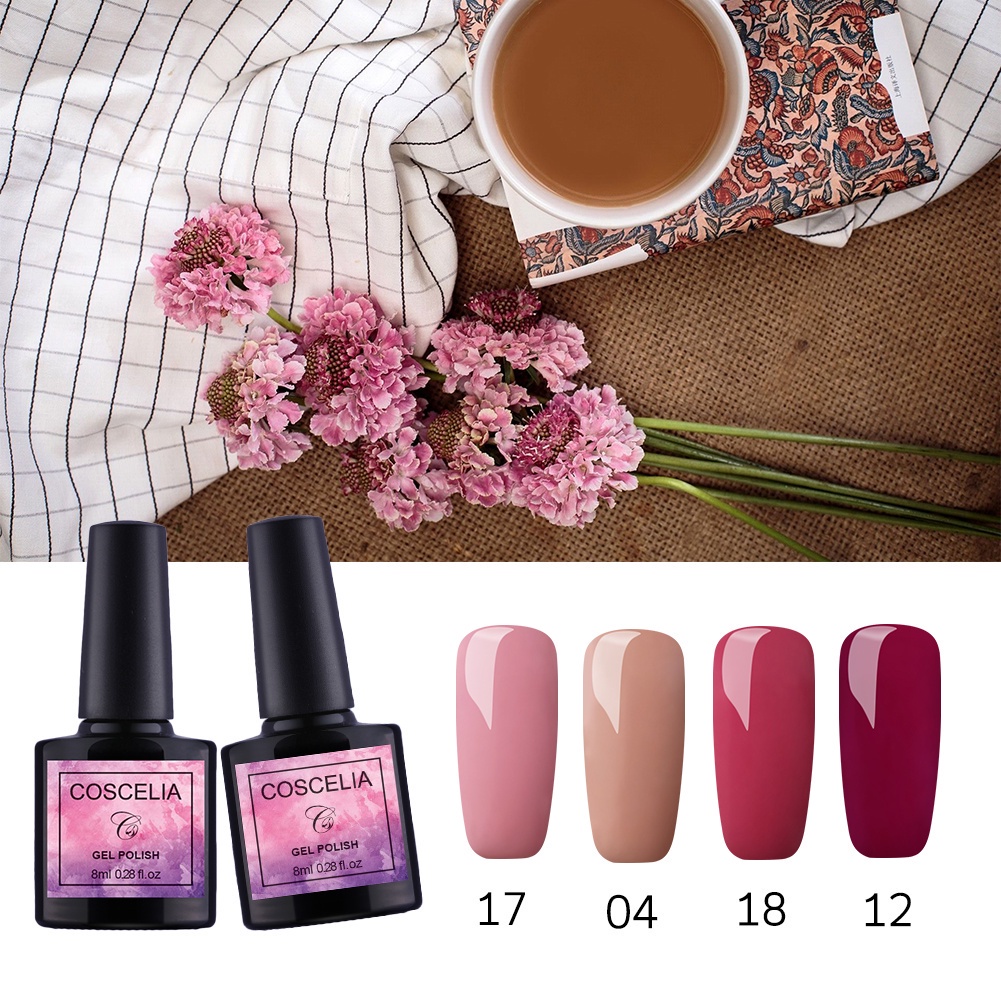 Bộ Gel Sơn Móng Tay 4 Màu COSCELIA 8ml Không Chứa Cồn