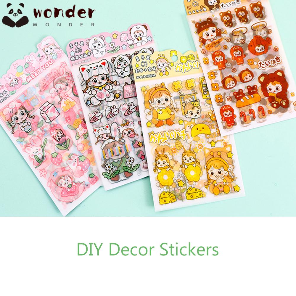 Set 4 tấm sticker dán trang trí hình động vật hoạt hình nhiều màu dễ thương DIY