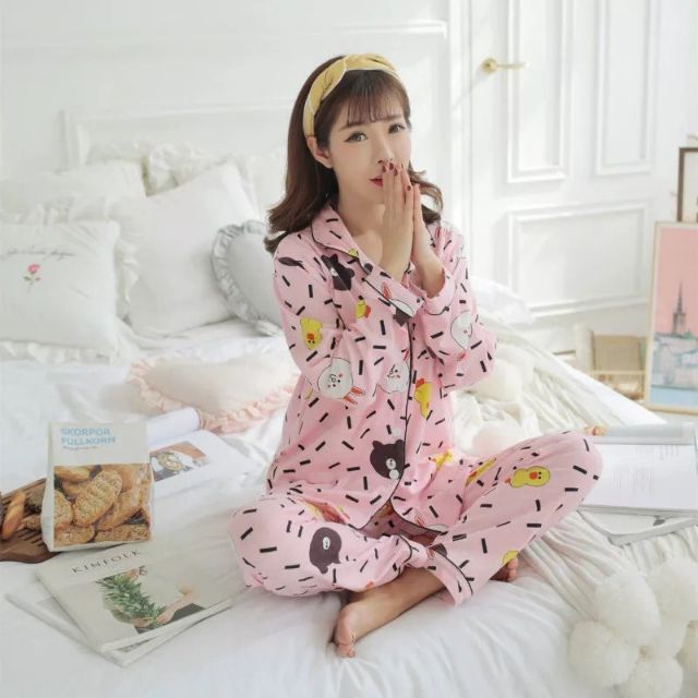 Pijama dài tay quần dài vải thô thái loại 1 . Tất cả đều là ảnh thật khách nhé