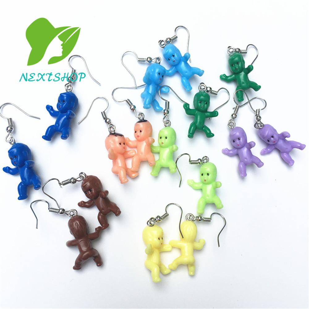 Khuyên Tai Nhựa Resin Hình Búp Bê Mini 9 Màu Dễ Thương Cho Bé Gái