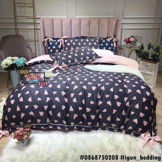 Set tim hồng tím bộ chăn ga gối lụa hàn 4 món cao cấp