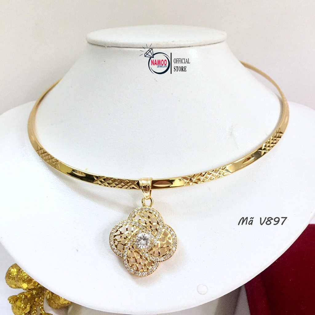 Dây Chuyền Nữ Đính Đá, Kiềng Cổ Mặt V897 Hoa Lớn Kết Hợp Dây Dài 50cm