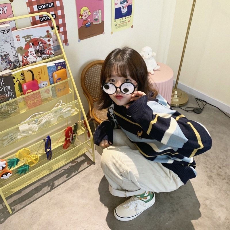 Áo Len Dài Tay Họa Tiết Sọc Thêu Phong Cách Hàn Quốc Thời Trang Thu Đông Mới Cho Nữ