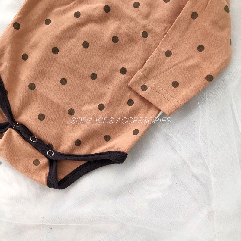 Bộ liền cún con cam nâu chấm bi (Ảnh thật)