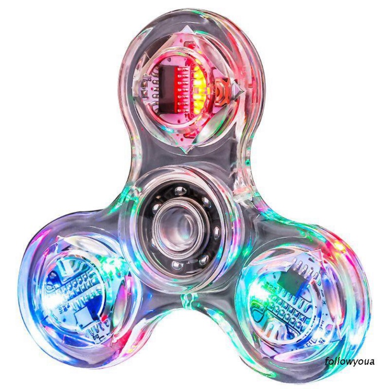 Con Quay Đồ Chơi Fidget Spinner Edc Có Đèn Led Phát Sáng Giúp Giảm Stress Trắng Trong Suốt