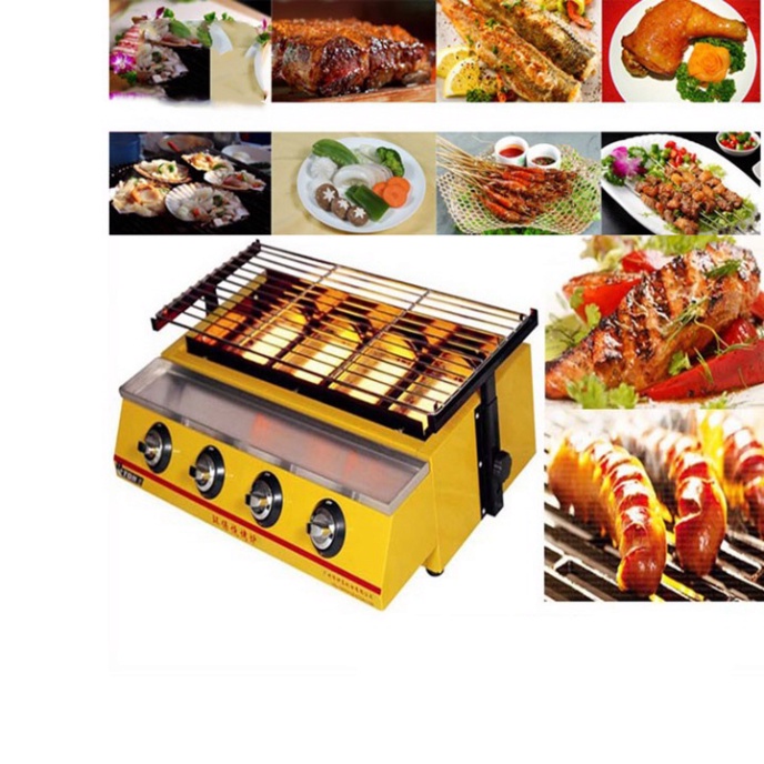 Bếp nướng hàu bằng gas, nướng hải sản, thịt bbq sử dụng ga 4 đầu đốt