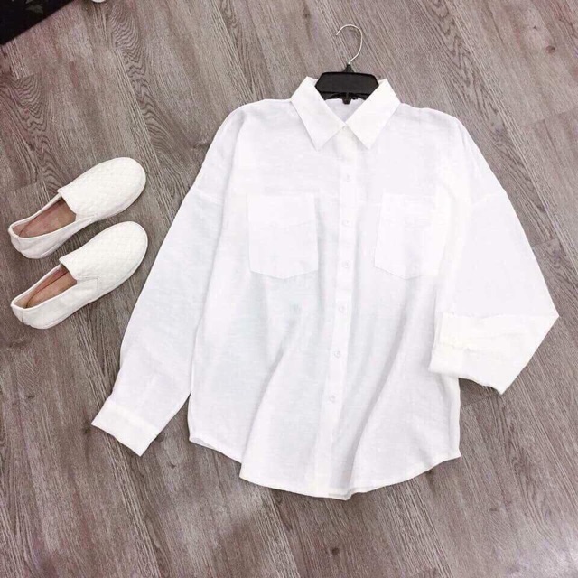 Áo sơmi  trắng kiểu linen thái kt