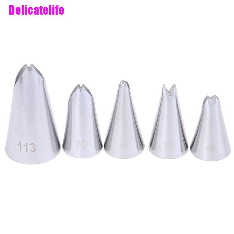 Bộ 5 Đuôi Bắt Bông Kem Trang Trí Bánh Bằng Thép Không Gỉ
