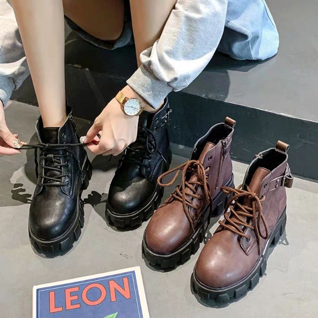 Giày da ulzzang cổ cao phong cách