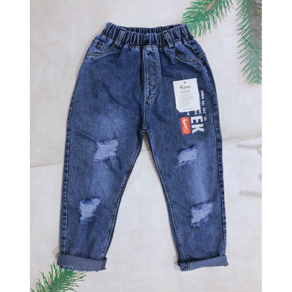 [ Quần áo thời trang trẻ em ] Quần bò jeans rách gối phong cách Hàn Quốc cho bé trai và bé gái