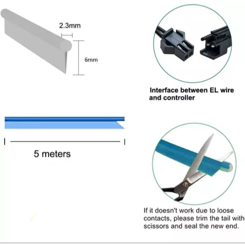 Dây đèn led đơn sắc ánh sáng lạnh trang trí viền táp-lô nội thất ô tô, xe hơi tiện dụng [5m/10m]