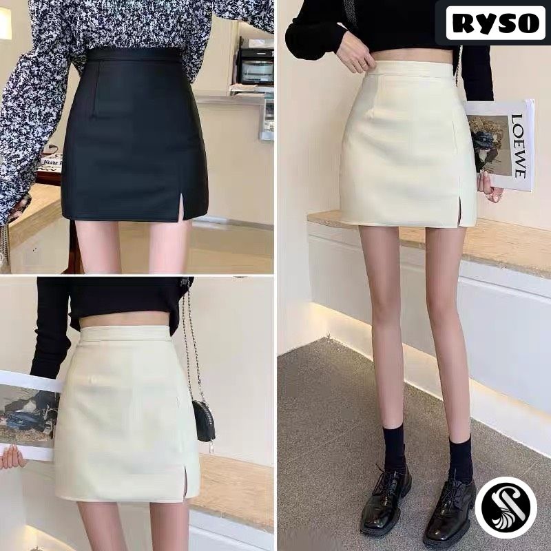 [Mã SKAMFSW175 giảm 10K đơn 50K] Chân Váy Chữ A Ngắn Xẻ Tà Phong Cách Công Sở Lưng Cạp Cao Trẻ Trung ( có quần trong )