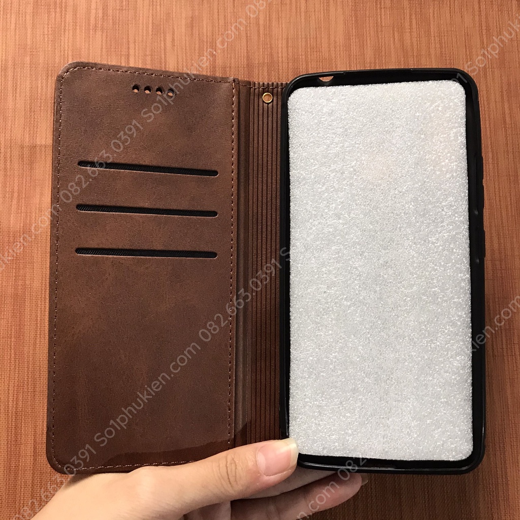 Bao da Samsung A70e da cao cấp, có ngăn thẻ, chống đỡ xem phim (không quai cài)