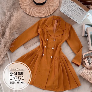 Bigsize Đầm cổ vest phối nút D551