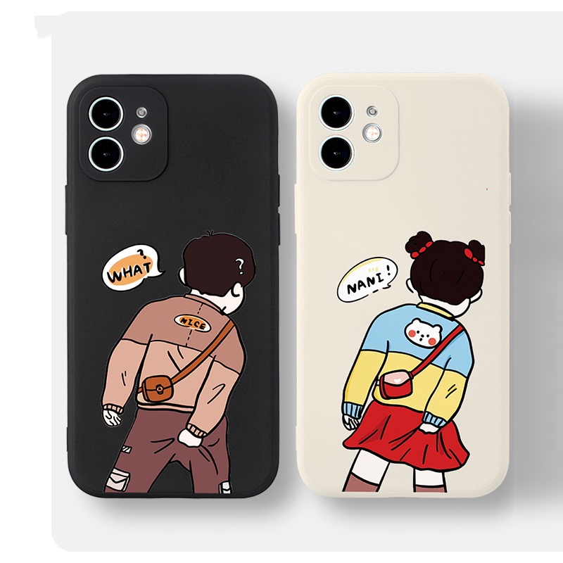 Ốp Iphone Viền Cạnh Vuông BVC Hình Cặp Đôi Cute Hot Trend Ip6/6s/7/8/plus/X/Xs/11/11pro/12/12/13/pro/max - Baby