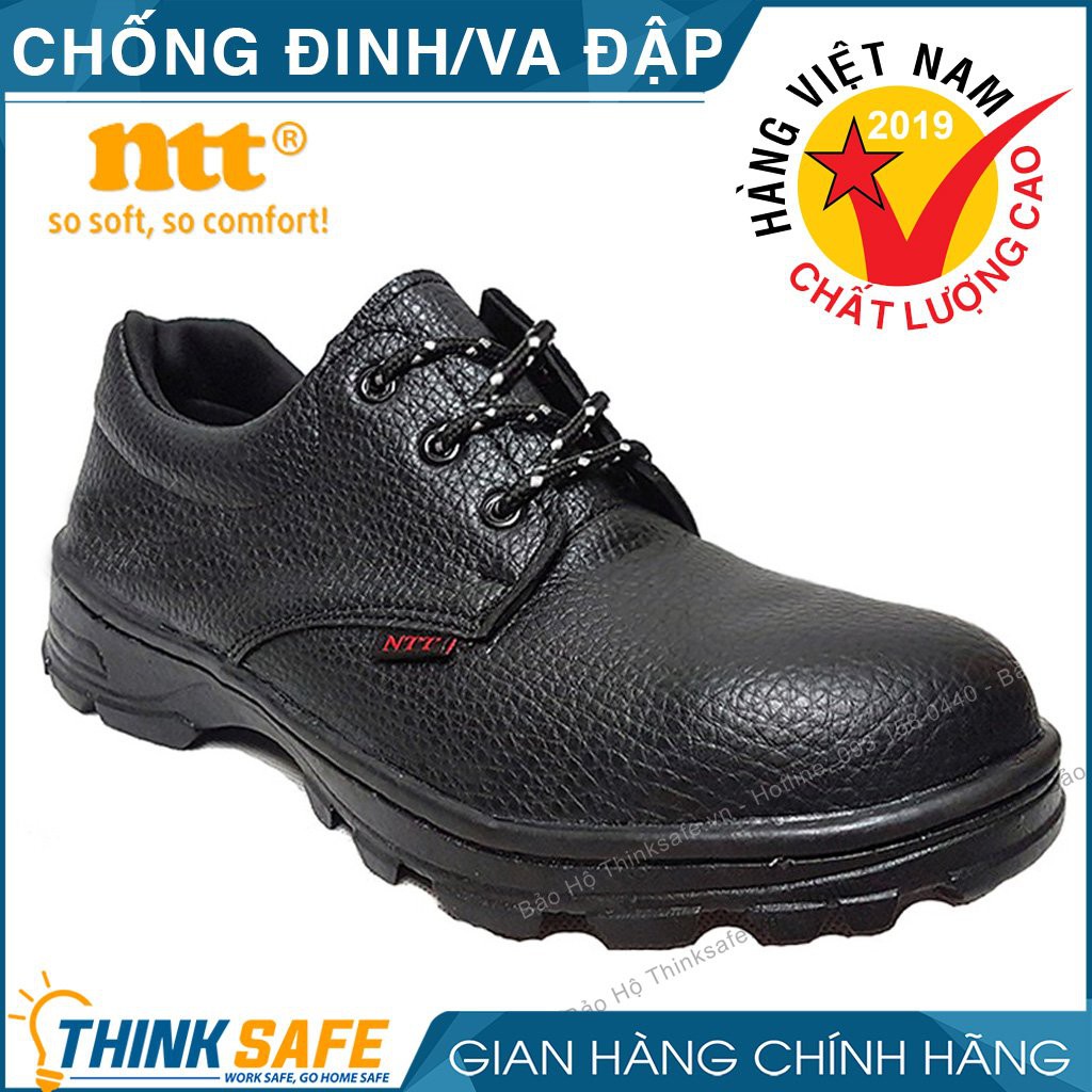 Giày bảo hộ lao động NTT da bò chống nước / chống đinh / va đập / trơn trượt đi công trình Giày bảo hộ nam - THINKSAFE