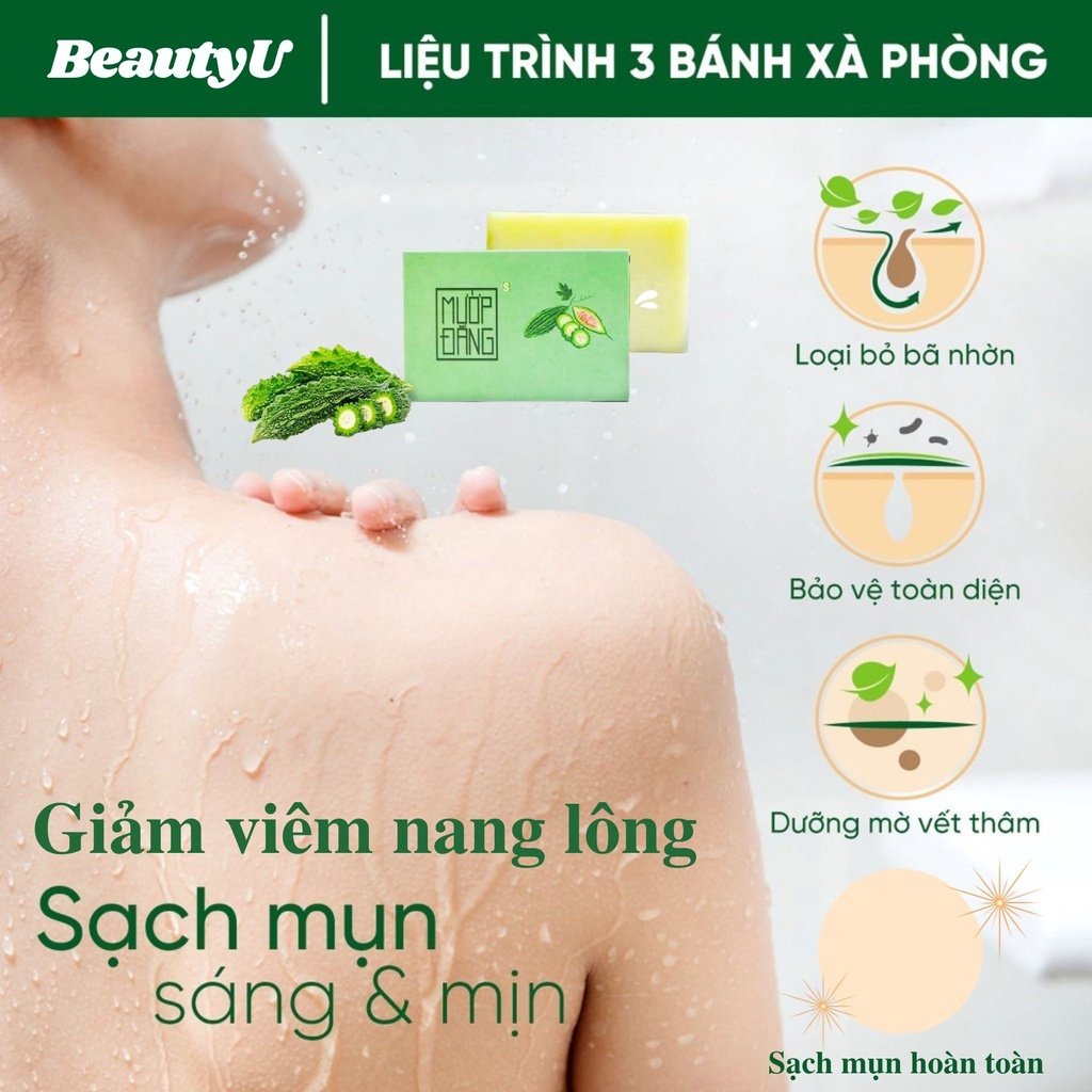 Soap Xà Bông Cục Handmade Nghệ Mướp Đắng , Xà Phòng Handmade Giảm Mụn Lưng Thâm Mông Nách Tẩy Da Chết Tế Bào Chết