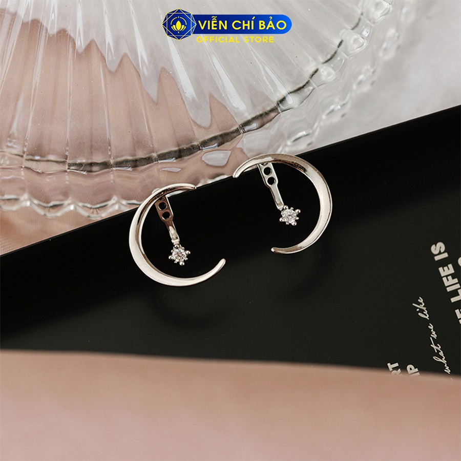 Bông tai bạc nữ hình mặt trăng chất liệu bạc S925 thời trang phụ kiện trang sức nữ thương hiệu Viễn Chí Bảo B400707