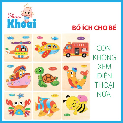 Đồ chơi xếp hình, lắp ráp Tranh Ghép gỗ 3D nhiều hình Ngộ Nghĩnh