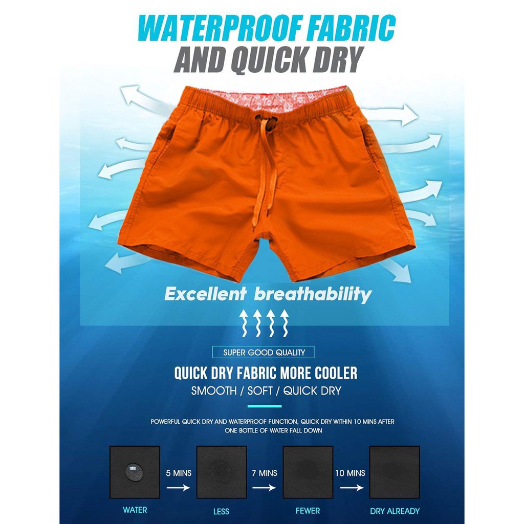 Quần bơi nam ngắn có dây rút thiết kế vải mau khô | BigBuy360 - bigbuy360.vn