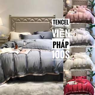 Bộ TenCel Viền PHÁP ‼️ Tencel 100s CAO CẤP TENCEL TRƠN - CHĂN GA CAO CẤP