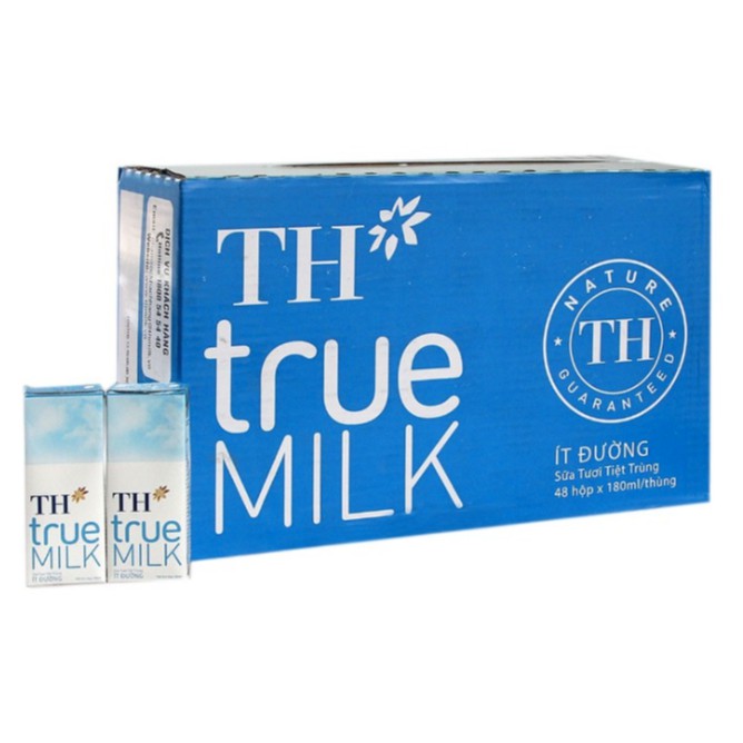 Thùng 48 Hộp 180ml Sữa TH True Milk Ít Đường