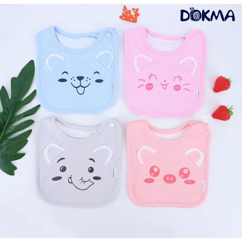 Yếm cài vai vải cotton thấm hút tốt cho bé - DOKMA