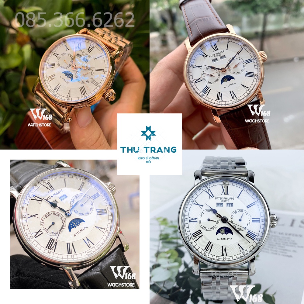 Đồng Hồ Nam PT Philip lịch vạn niên Cơ Automatic Nhật, Mặt Saphire 41-42mm  Chống Nước 5ATM