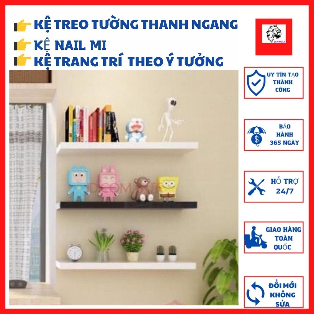 Kệ treo tường, thanh ngang trang trí decor kiểu dáng hàn quốc 50 x 15cm. kèm phụ kiện GIÁ XƯỞNG zenkota