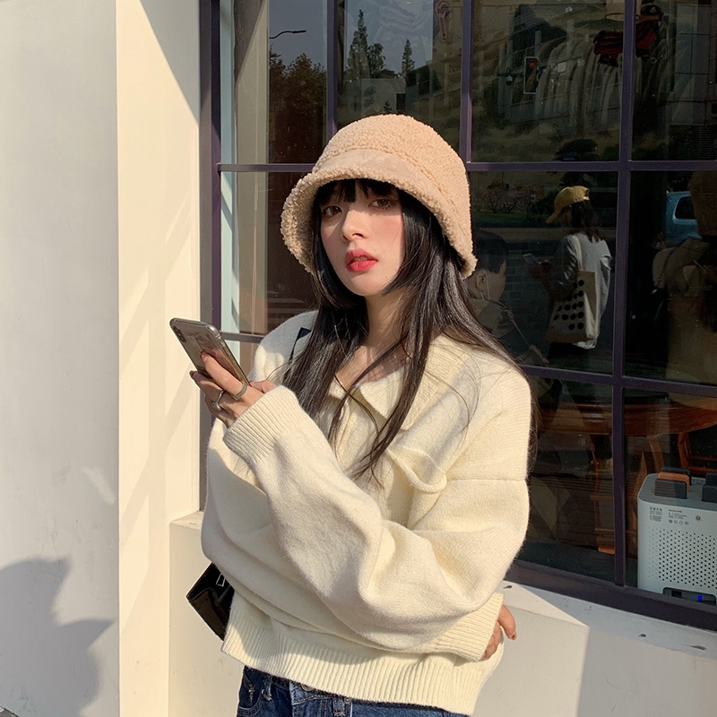 Nón Tai Bèo Chất Liệu Len Lông Cừu Dày Dặn Màu Trơn Phong Cách Hàn Quốc Thời Trang Thu Đông Cho Nữ