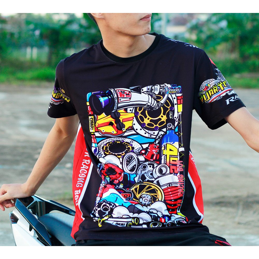 Áo thun nam Racing boy chibi thấm hút mồ hôi