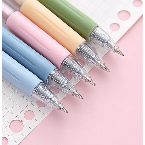 Bút bấm - PT -  vỏ màu Pastel  mực gel đen nhanh khô siêu cưng ngòi