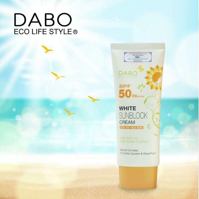 Kem chống nắng dưỡng trắng da Hàn Quốc DABO White Sunblock Cream