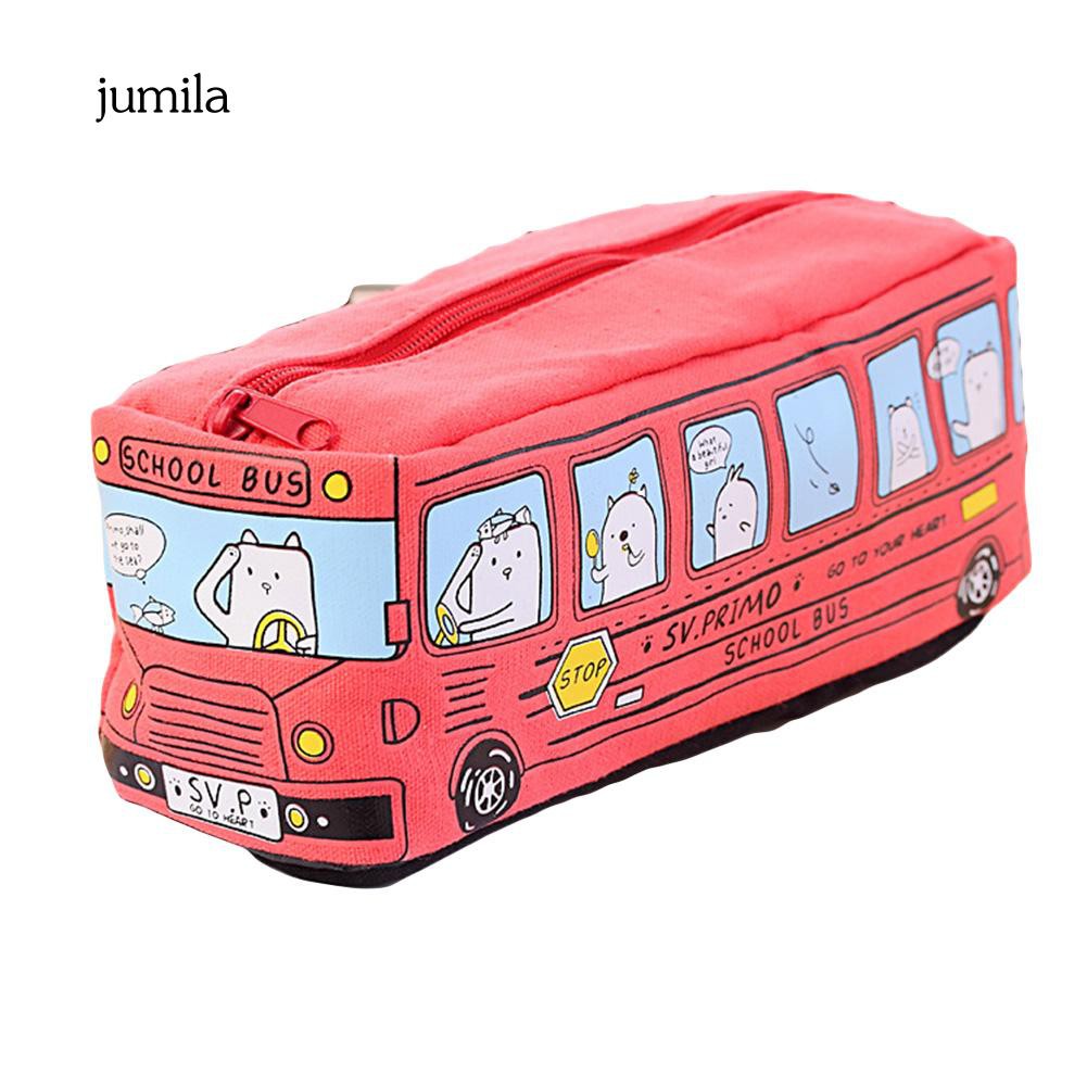 Túi đựng bút bằng vải canvas hình xe buýt sáng tạo chất lượng cao