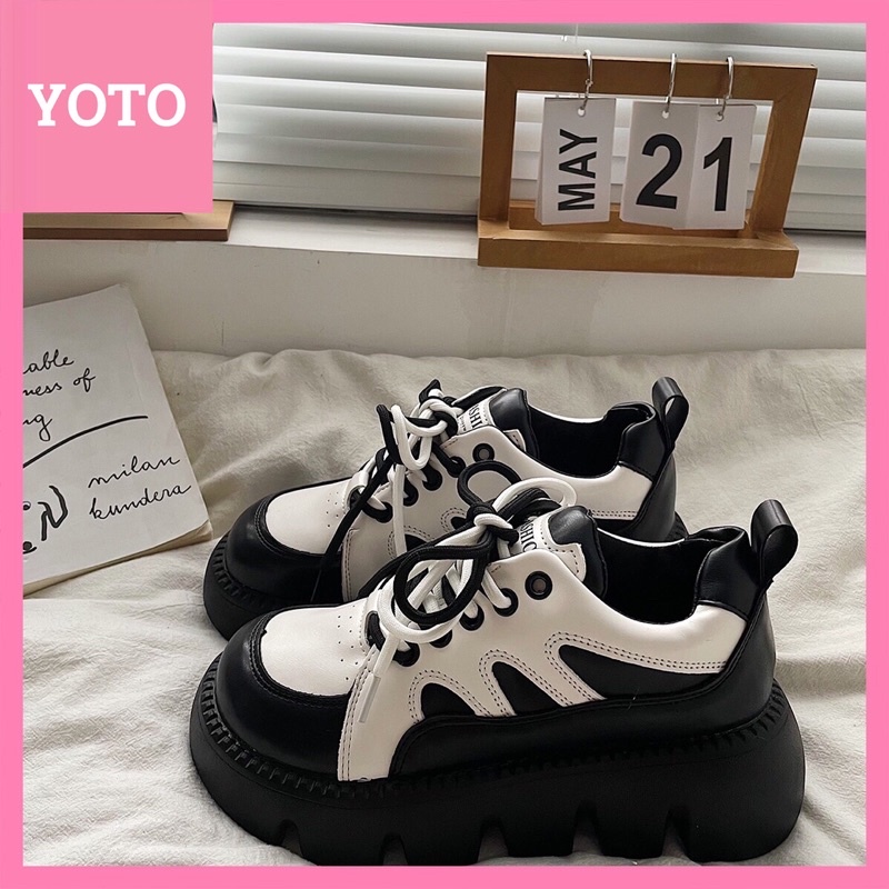 Giày lolita nữ độn đế cao,Giày da ulzzang nữ phong cách Hàn Quốc Ox100