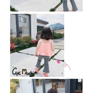 Set áo thô ren quần loe bé gái